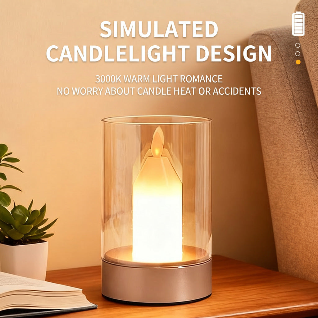 Lichtsinn Lampe de table sans fil (bougie sans flammes), lampe rechargeable avec dimmable continu, couleur de la lumière 3000 K, veilleuse LED, bougies électriques pour l’extérieur, résistantes à la pluie, pour terrasse, balcon et décoration