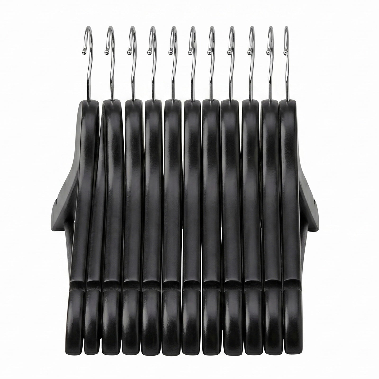 JOYFURNOS Cintres en Bois Massif, Lot de 10, Avec Rainures sur les Épaules, Pour Costumes, Chemises, Manteaux, Noir
