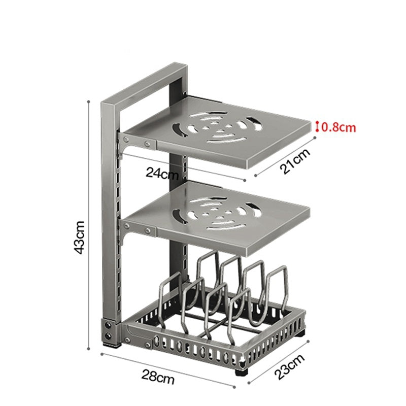 Maxcook MCZW9187 Organisateur de placard pour couvercles, casseroles et poêles avec 3 niveaux réglables en acier au carbone - 23 x 28 x 43 cm
