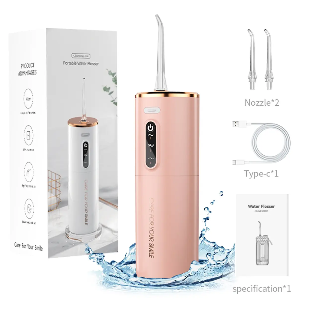 Rushi R-B31A Hydropulseur électrique, Réservoir d'eau de 280 ml, Batterie de 1200 mAh, Rose