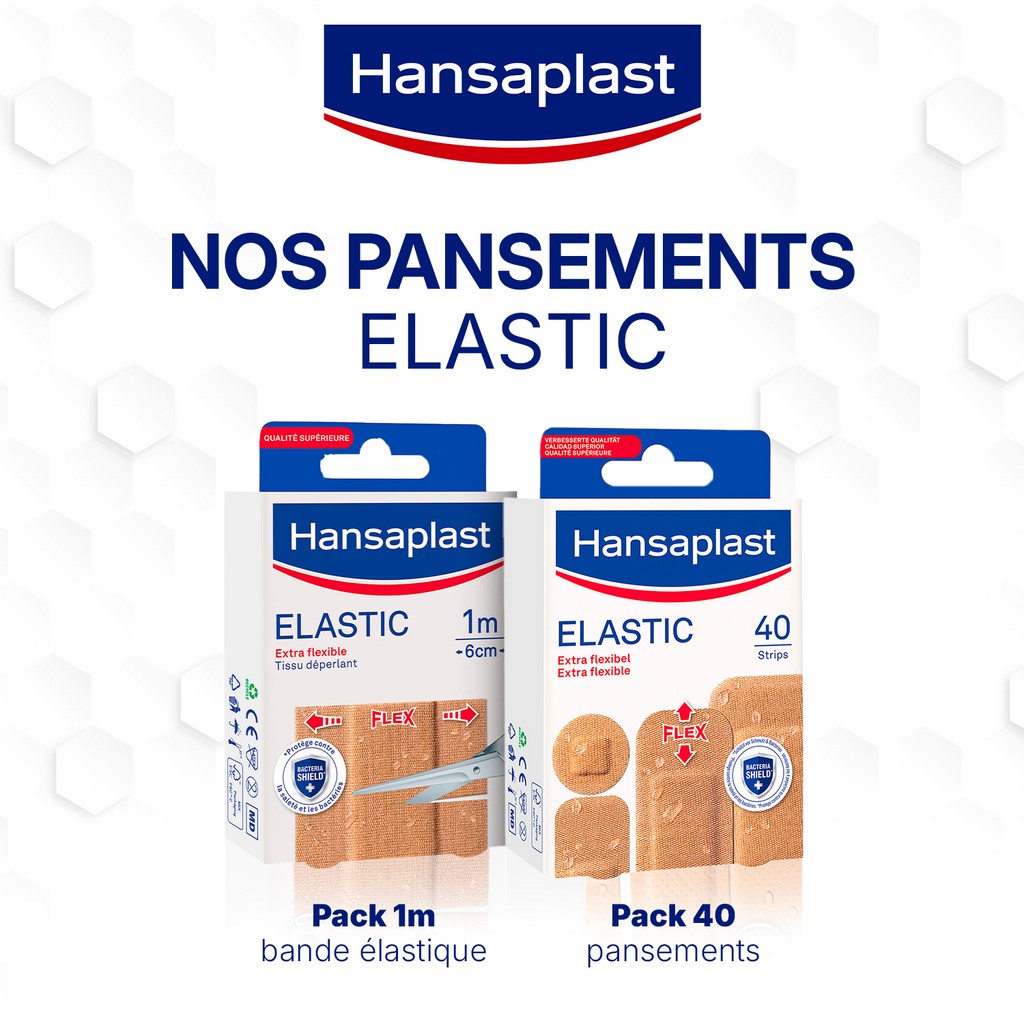 Hansaplast Pansements Plaies Elastic x40 4 Tailles