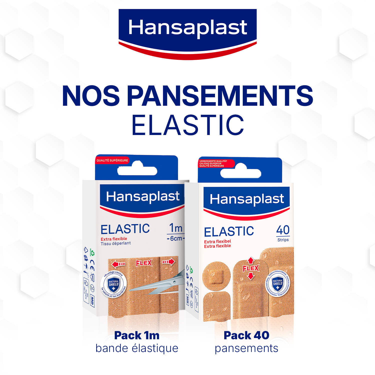 Hansaplast Pansements Plaies Elastic x40 4 Tailles
