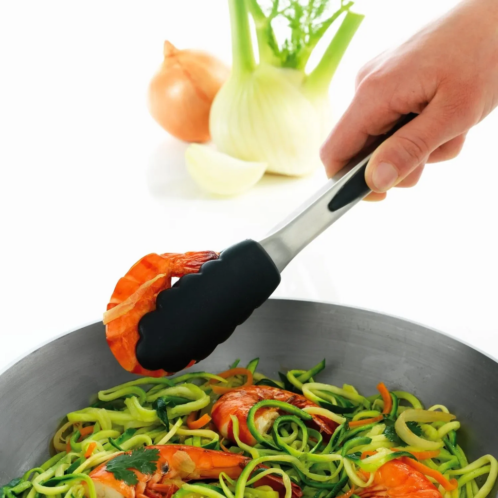MASTRAD Pince multifonction de cuisine en acier inoxydable et silicone noir - 30 cm