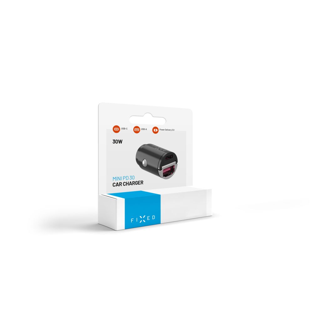 FIXED Chargeur de voiture prise allume-cigare à double port 30 W - Noir