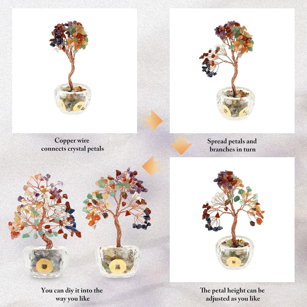 Ju7cer 1 pc Arbre Porte-Monnaie : Base en Cristal Bol à Pièces en Alliage et Diamants, Arbre de Richesse en Pierres Précieuses, Cadeau de Noël Porte-Bonheur, Décoration pour Bureau