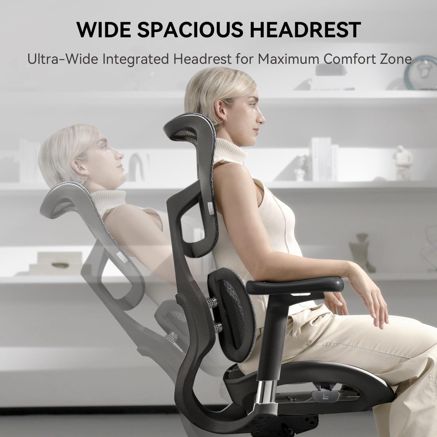 SIHOO Doro S100 Chaise de bureau ergonomique avec support lombaire dynamique double, dossier réglable 5 niveaux, accoudoirs 4D et inclinaison max. 135°, Noir