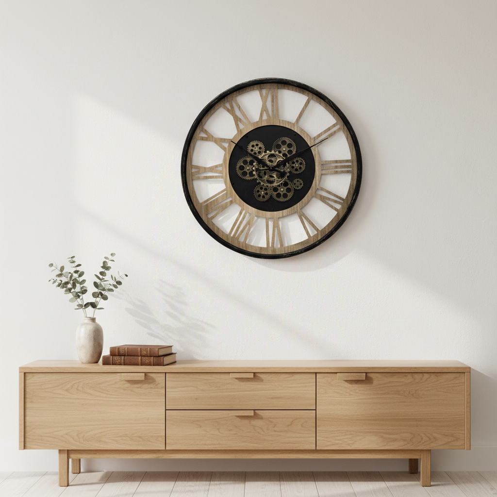 Atmosphera Horloge Paul avec mécanisme diam. 57 cm métal et bois