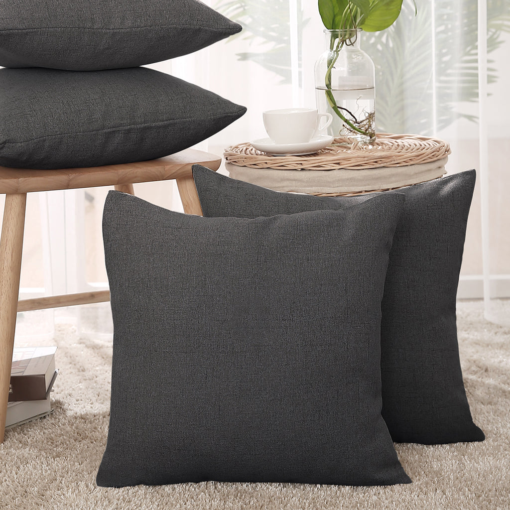 Deconovo housse de coussin en tissu lin - gris foncé - 50 x 50 cm - 1 pièce