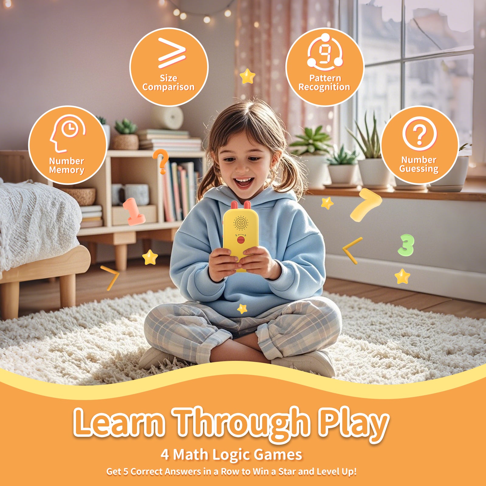 alilo Jeux de mathématiques pour enfants 5 à 12 ans, Jouets de mathématiques pour apprendre l’addition, la soustraction, la multiplication et la division, Jouets éducatifs ludiques portables avec 5 modes, 19 jeux de mathématiques et 50 000 questions