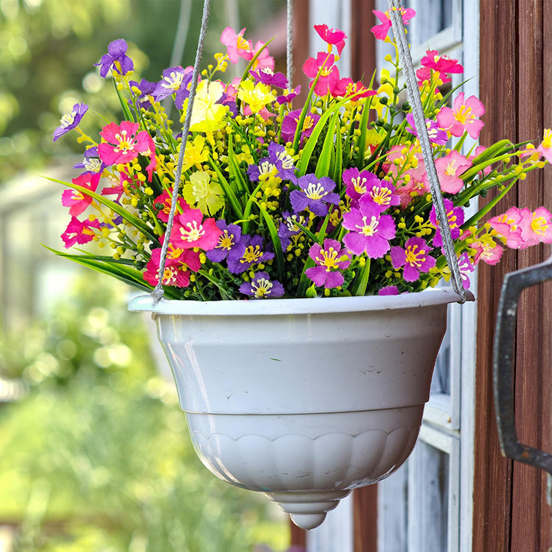 10 Pièces 13,8 in / 35 cm Fleurs Artificielles pour Extérieur Plastique Plante Artificielle Fleur en Soie pour Extérieur Jardin Porche Porte d'Entrée Jardinières Litière de Fleurs Cour