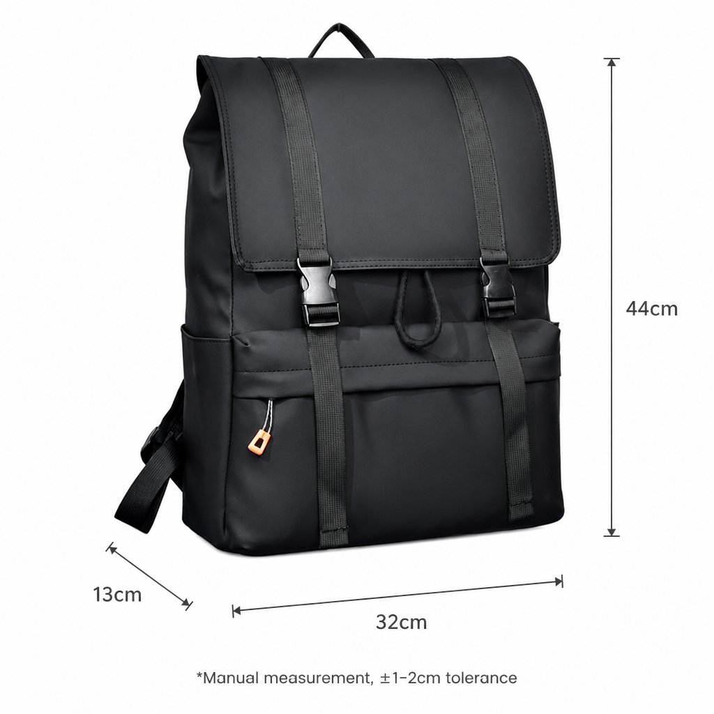 Sac à dos ordinateur portable 15,6 pouces à rabat, sac à dos décontracté résistant à l'eau avec fermeture à cordon, sac à dos de jour grande capacité pour école travail voyage en ville hommes