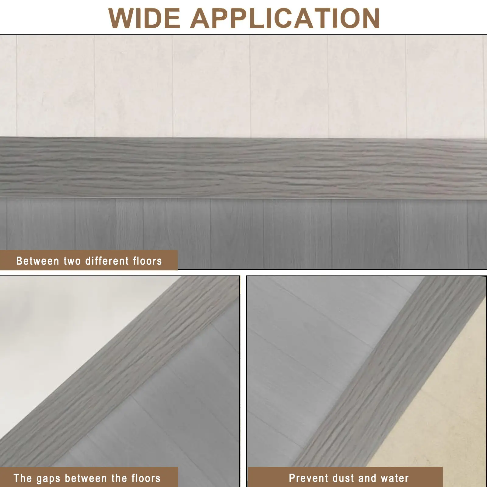 Art3d Ruban de transition adhésif en vinyle, longueur 1 m, aspect bois grisé, couvre les joints pour stratifié, carrelage et tapis, pose facile à décoller et à coller pour cuisine