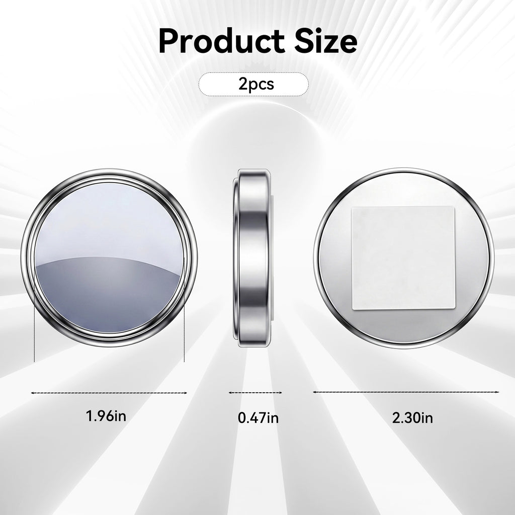 Miroir convexe HD sans cadre rond, pivotant et réglable à 360°, couleur argentée, adapté aux voitures, camions et SUV, améliore la sécurité routière, lot de 2 pièces