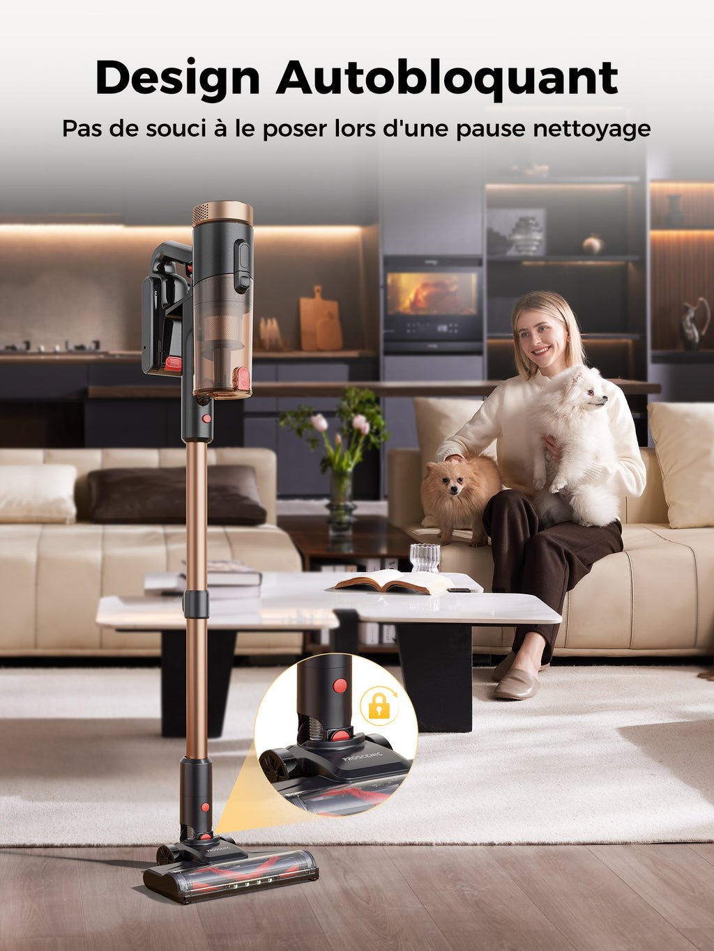 PII Ultra aspirateur sans fil, 550 W/55 kPa 50 min aspirateur puissant sans fil autoportant, aspirateur balai avec support mural, anti-emmêlement, manche télescopique réglable