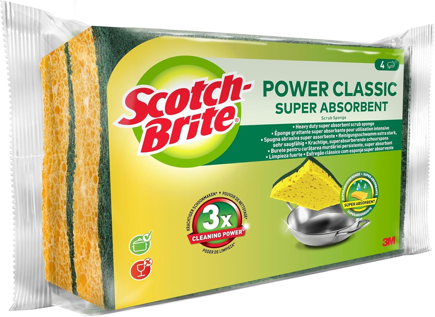 SCOTCH BRITE Classic Éponges grattantes super absorbantes double face 4 éponges