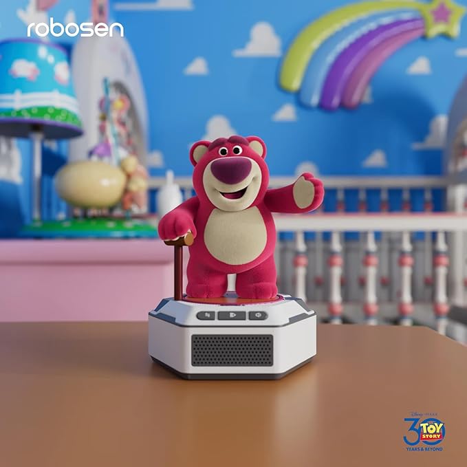 Robosen Mini robot – Jouet narratif interactif IA Lotso | Jouet intelligent interactif avec voix, mouvements et parfum fraise | Figurine de collection officielle Disney Pixar