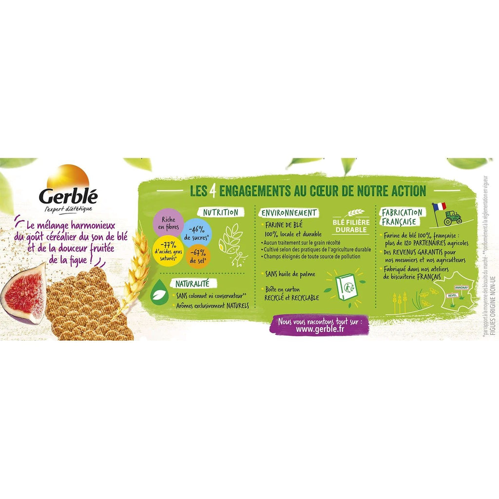 GERBLE Biscuits à la figue et aux flocons de son, pack de 210 g