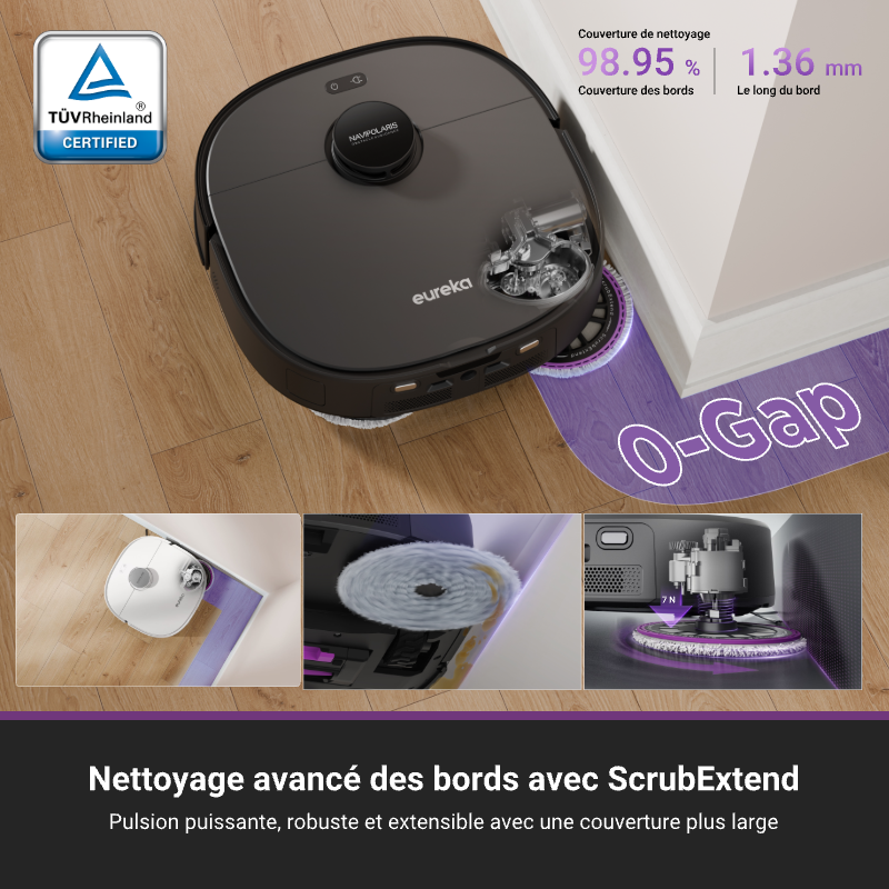 Eureka J15 Pro Ultra Aspirateur robot avec fonction d’essuyage, 16 200 Pa, Technologie anti-enchevêtrement, Détection des liquides et relevage de brosse, Nettoyage à l’eau chaude 75 °C, Autonettoyage