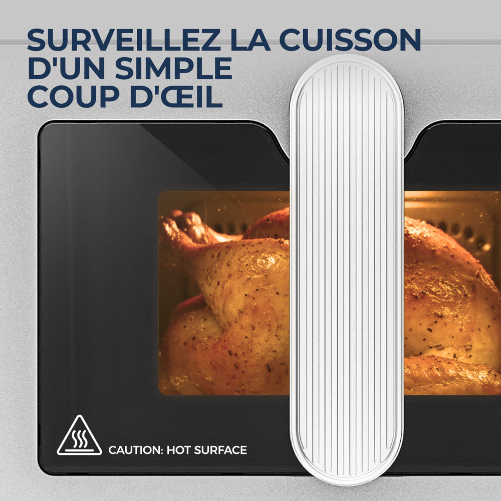 ROUNY Friteuse sans huile 6,5 L, friteuse entièrement en acier inoxydable avec hublot de visualisation, commande par molette classique, cuisson sans rotation