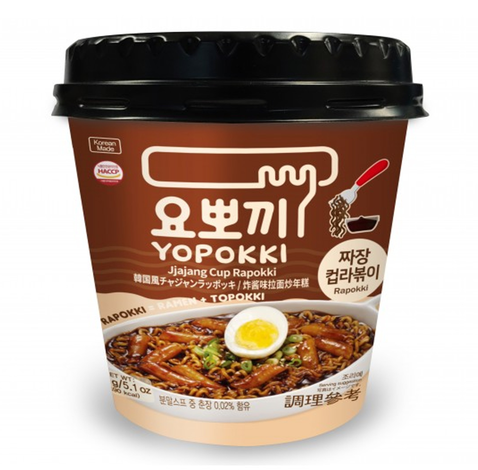 Yopokki Gâteaux de riz et ramen saveur Jjajang - 145 g