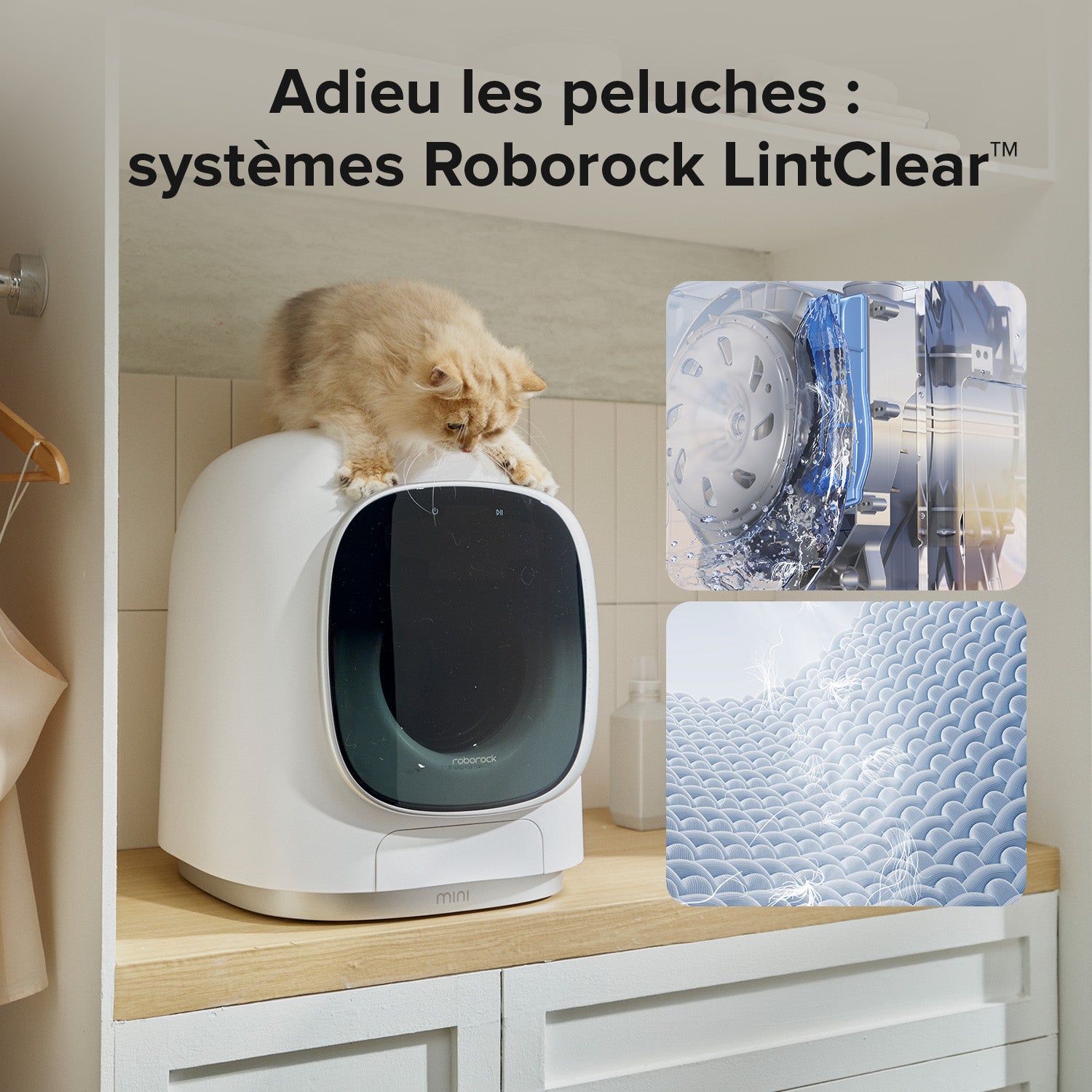 Roborock Marshmallow Zeo Mini - Lave-linge séchant blanc 1 kg de lavage et 0,5 kg de séchage, cycle Zeo séchage à basse température, système d'auto-nettoyage LintClear