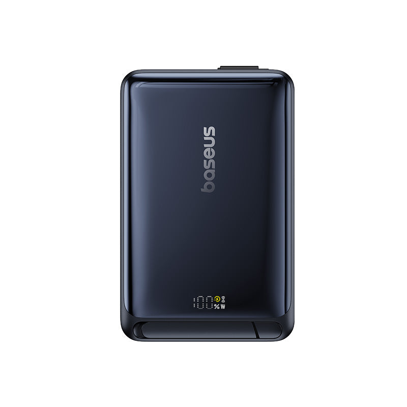 Baseus Nomos Qi2 Batterie portable avec support magnétique filaire USB-C intégré 10000 mAh 45 W - Noir interstellaire