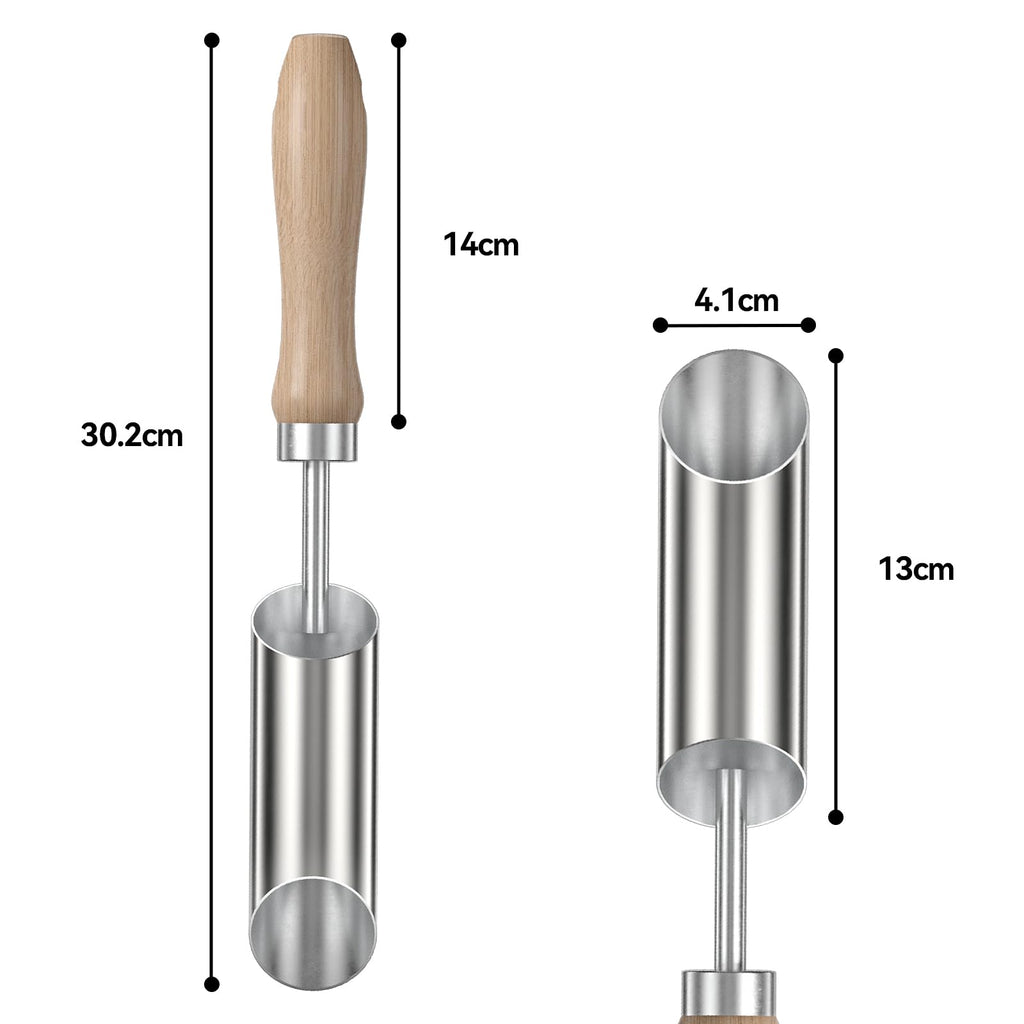 FLORA GUARD petit outil de plantation de bulbes en acier inoxydable, transplantoir perforateur de jardin de 30cm, avec manche en bois, perforateur manuel