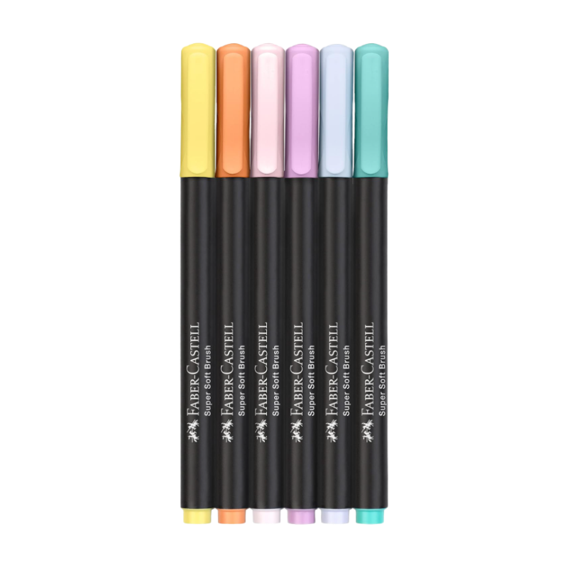 FABER-CASTELL Black Edition Lot de 6 feutres pastel avec pointe pinceau