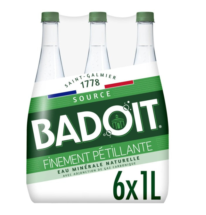 Badoit Eau minérale gazeuse verte Lot de 6 x 1 L
