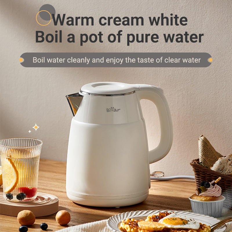 Bear Bouilloire électrique 1,5 L 1500 W - 1750 W ZDH-Q15U8 Inox, arrêt automatique et protection anti-chauffe à sec - Blanc