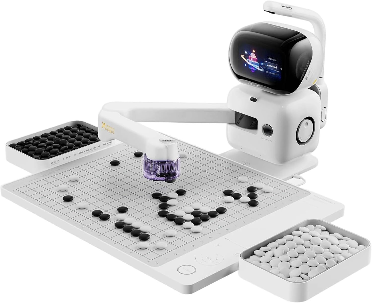 Adversaire de jeu de go intelligent – Plateau de go IA SenseRobot Go Professional équipé d'un bras robotique, adapté à tous les niveaux, parties de haut niveau, analyse en temps réel