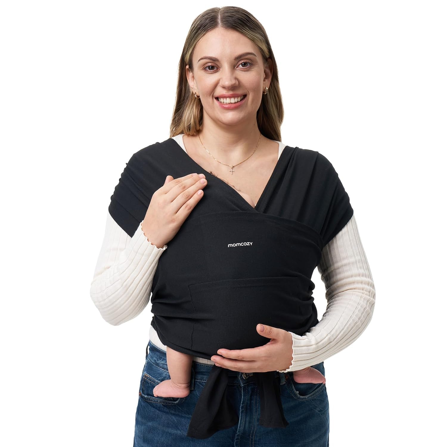 Momcozy Écharpe de portage bébé en polyester-élasthanne BJ001 - Noir