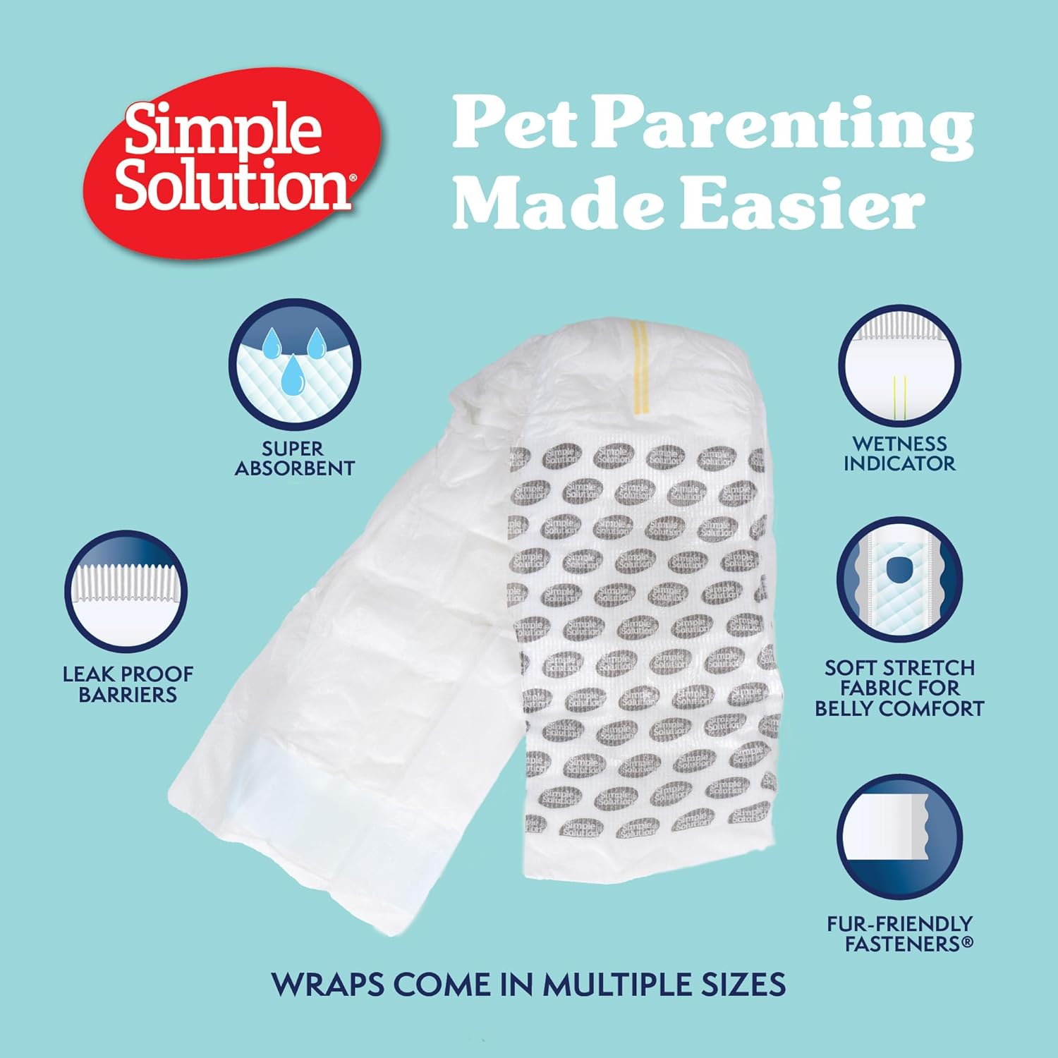Simple Solution Couches jetables pour chiens, grand paquet de 12