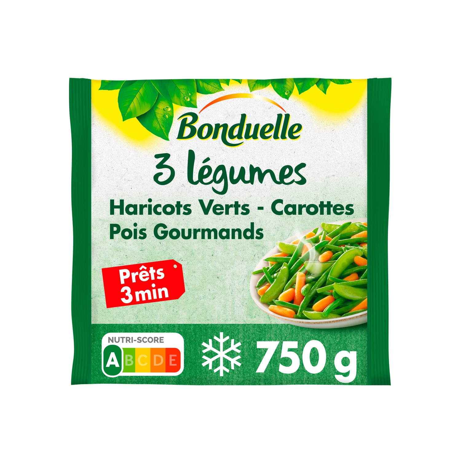 BONDUELLE Mélange Légumes Haricots Verts Carottes et Pois Gourmands 750g