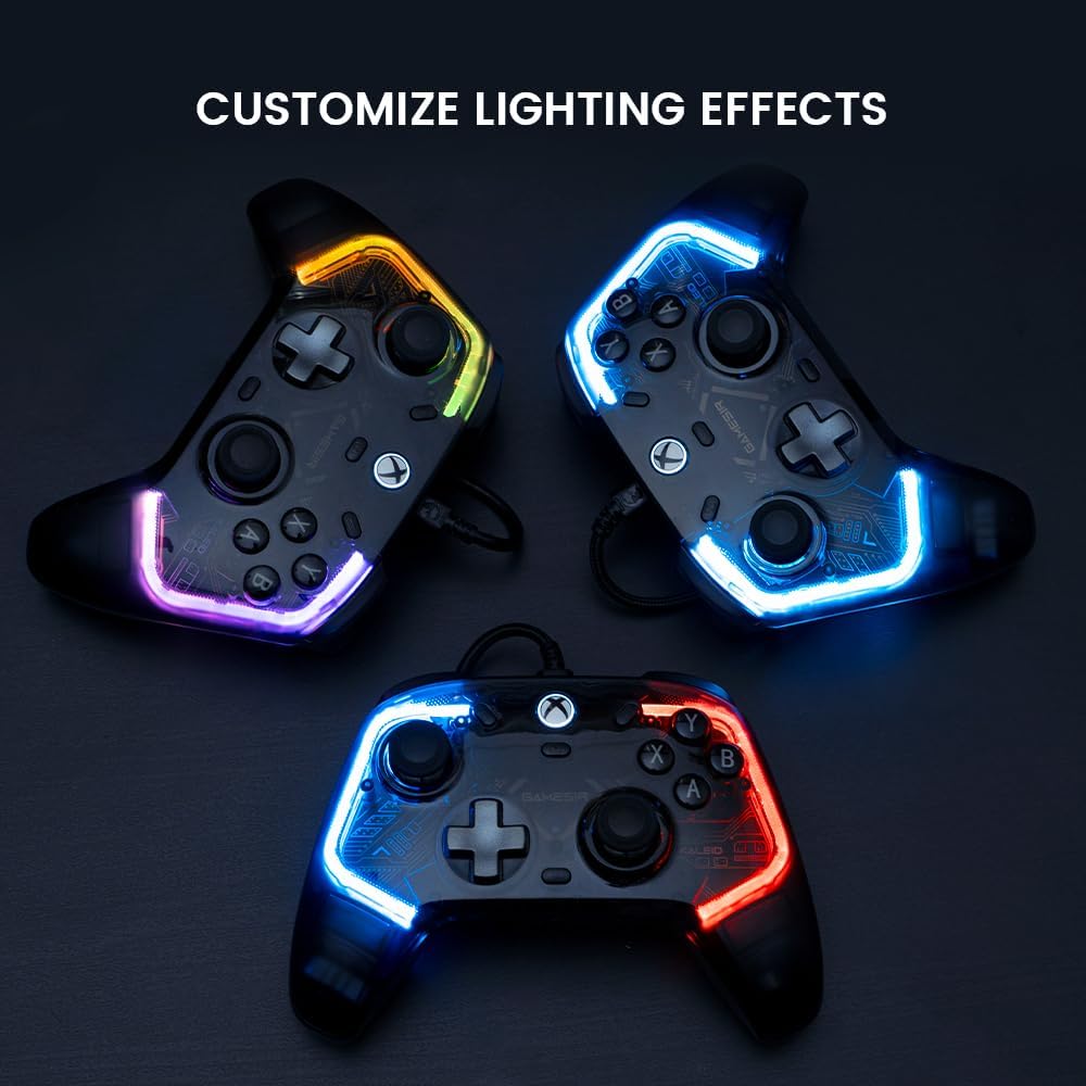 GameSir Kaleid Manette de jeu filaire RGB pour Xbox Series X/S, Xbox One et PC Windows 10/11 - Transparent fumé