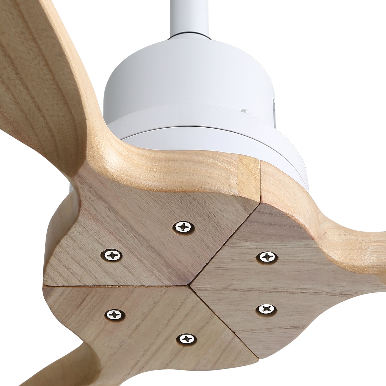 Sofucor 52K076 52 pouces Ventilateur de plafond à tige blanche sans lumière avec pales en bois
