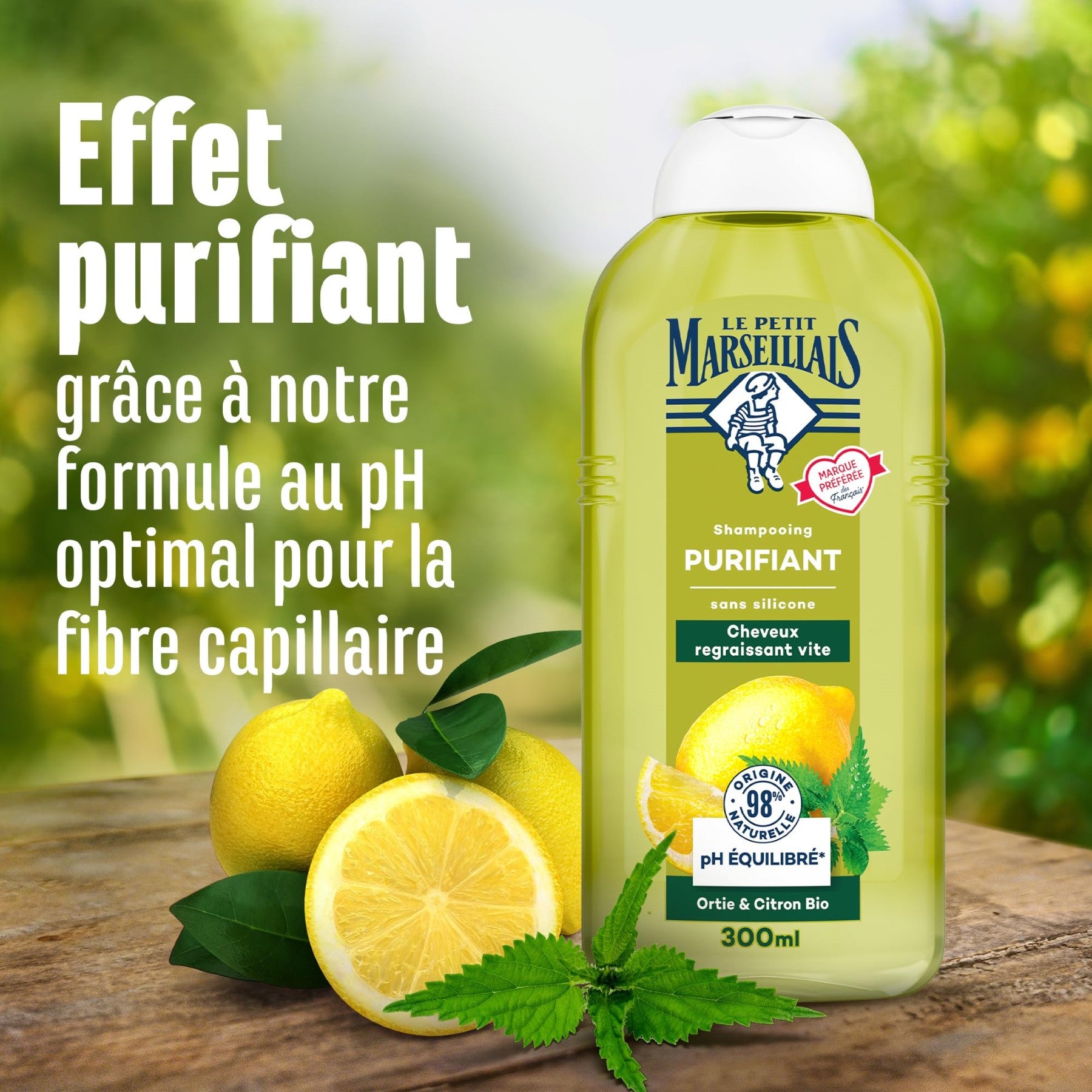 Le Petit Marseillais Shampoing Purifiant Ortie Et Citron Bio Flacon 300 ml