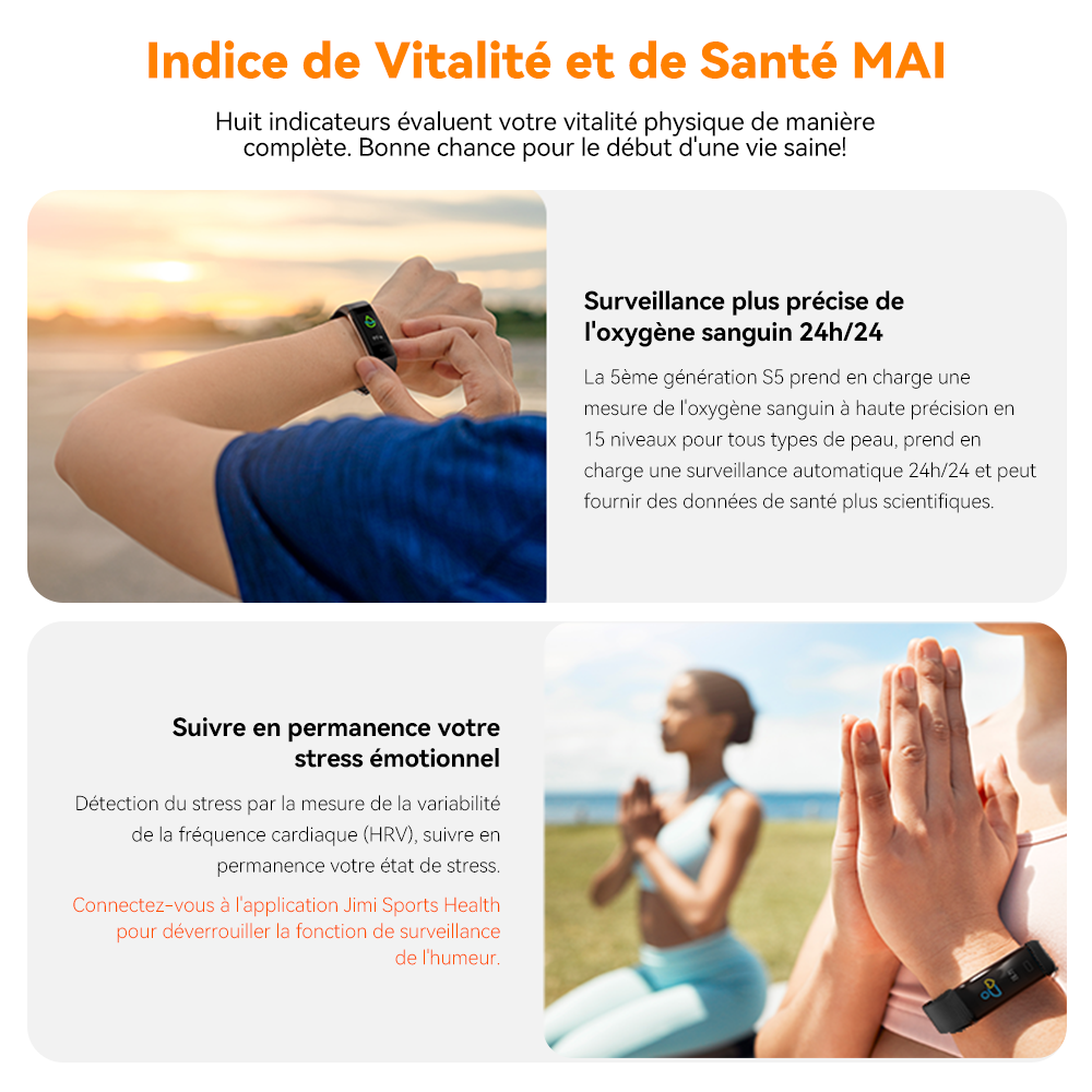 FITTEK S5 Montre connectée, Suivi de santé 24/7, Autonomie 50 jours, 16 modes sportifs, Noir