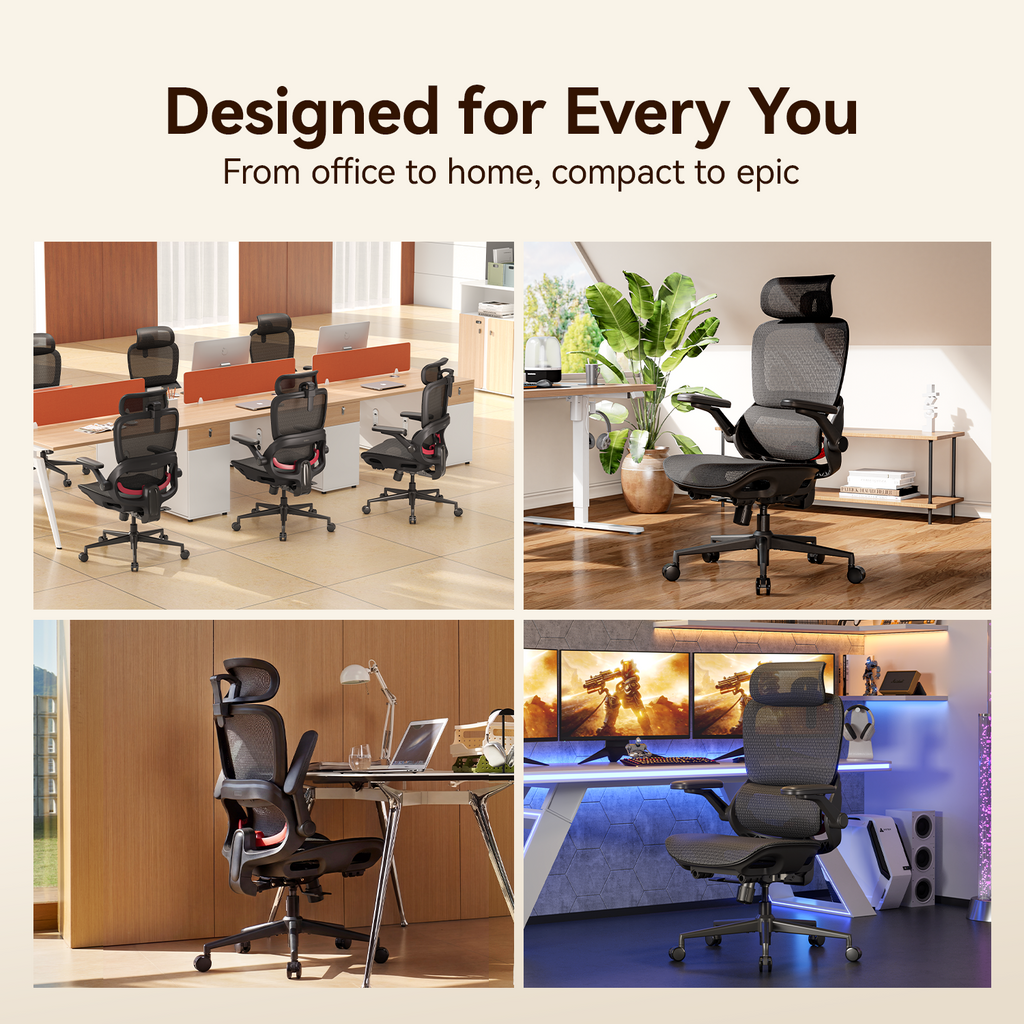 SIHOO B100 Ultra Chaise de bureau ergonomique, Chaise de bureau en maille avec soutien lombaire adaptatif, Chaise d’ordinateur avec appui-tête large
