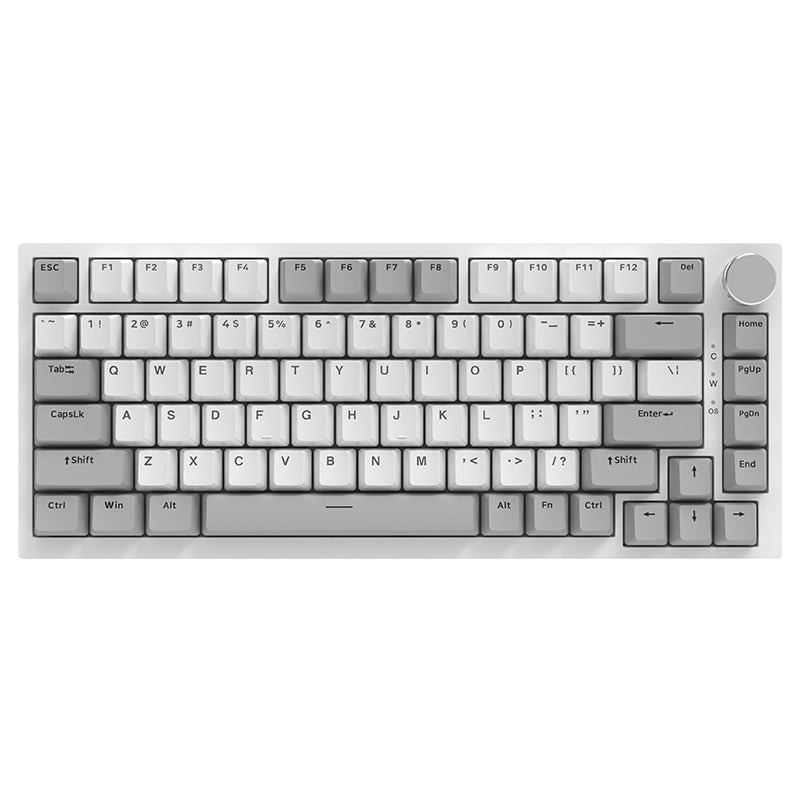 AJAZZ AK820 clavier mécanique filaire 75 %, disposition QWERTY US, assemblage sur joints, switchs linéaires remplaçables à chaud, rétroéclairage blanc, 83 touches avec molette de volume CNC, mousse Poron, capuchons de touches PBT à profil OEM, compat