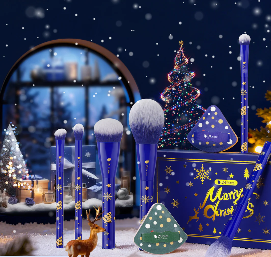 DUcare Set de 6 Pinceaux de Maquillage - Bleu Noël
