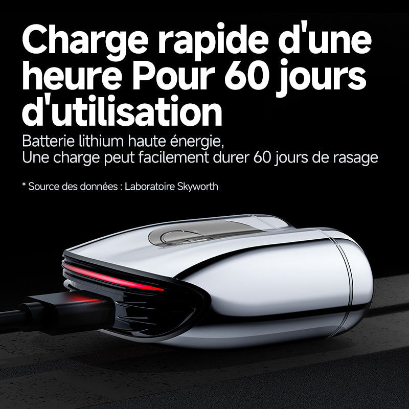 METZ Rasoir électrique pour homme style bolide, portable, coffret cadeau, cadeau idéal pour la Saint-Valentin chinoise Qixi pour petit ami et père, Argent irisé