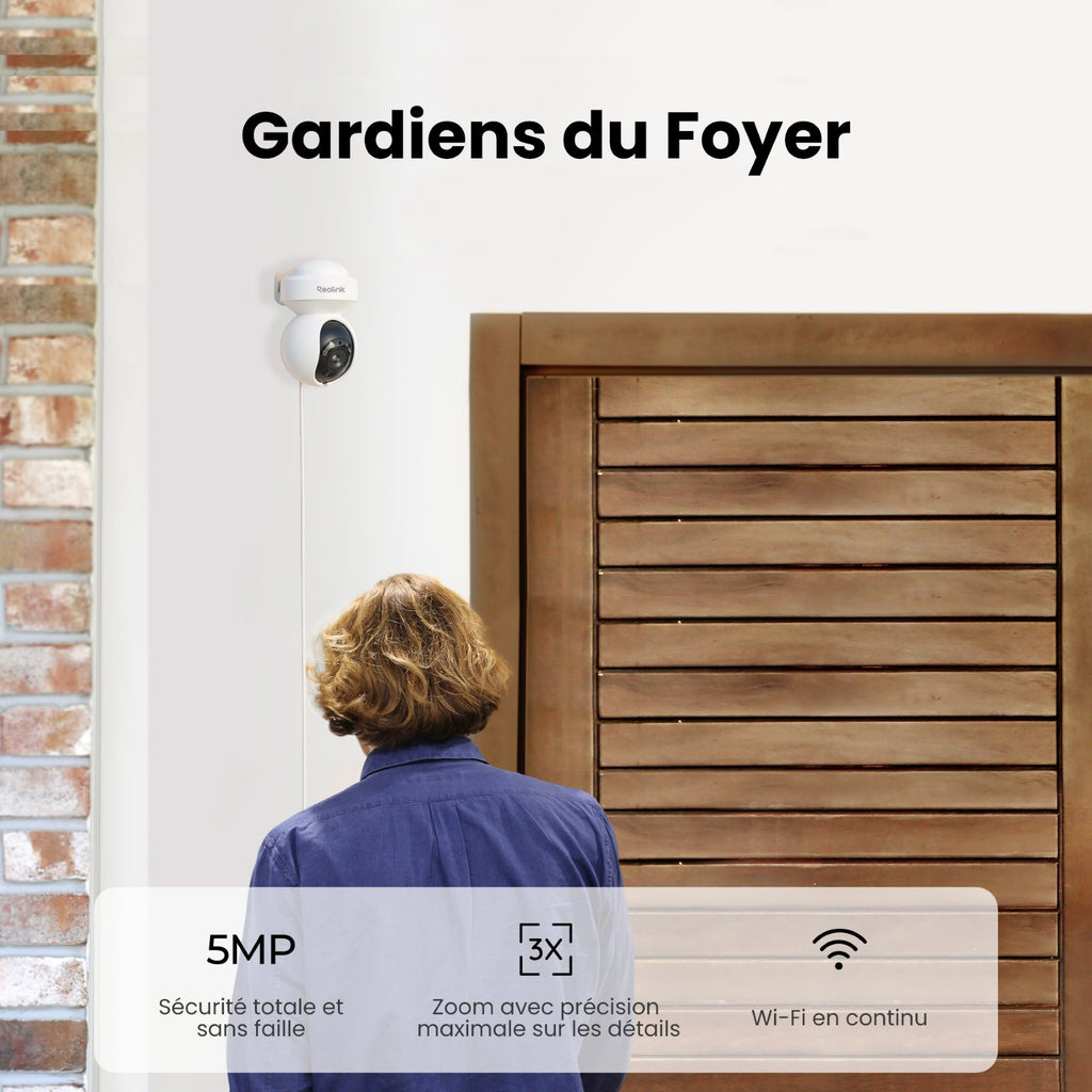 REOLINK E540 Caméra Wi‑Fi d’extérieur 2K+ 5 MP avec zoom optique 3x, panoramique et inclinaison – Blanc