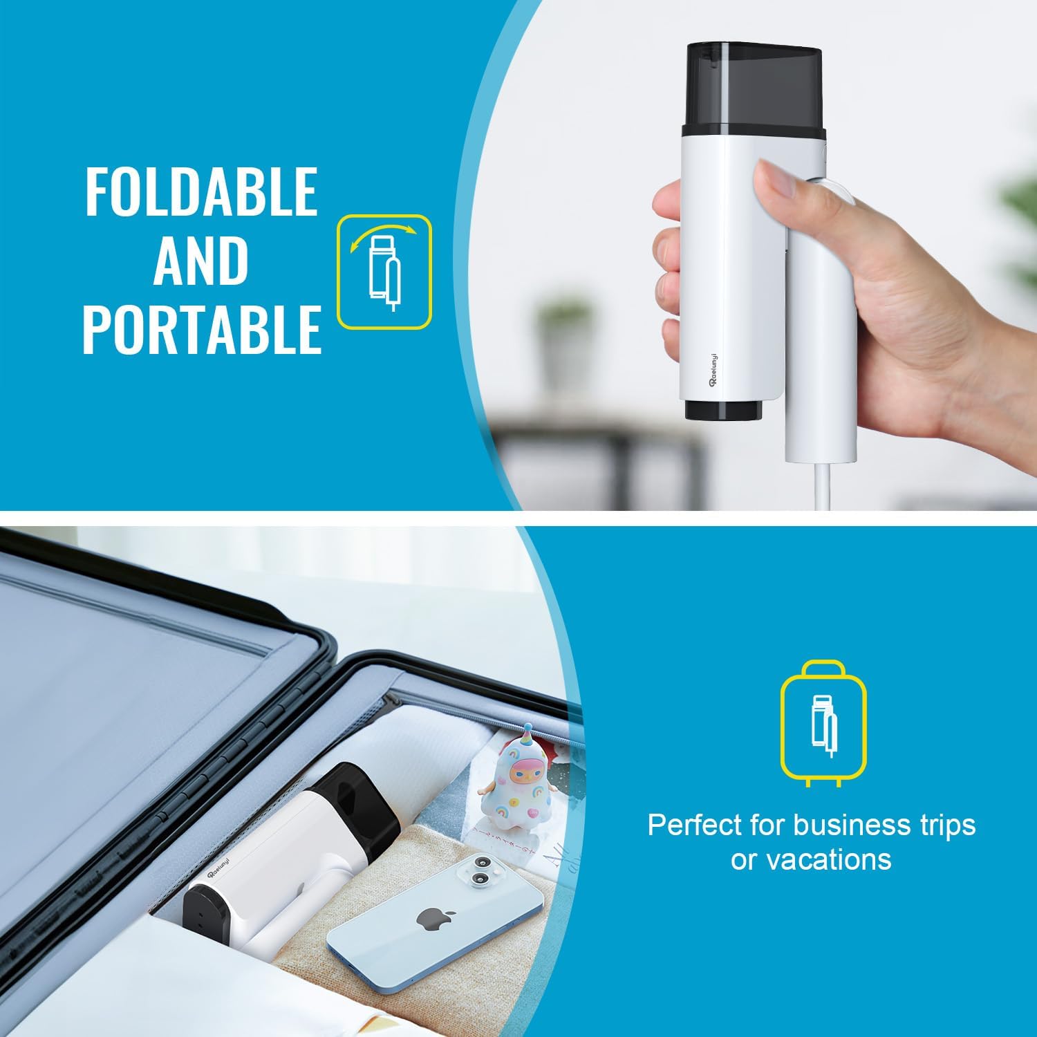 Rolipo défroisseur vapeur pour vêtements, pliable, portable et à main, adapté à la maison, aux voyages et au bureau, élimination rapide des plis