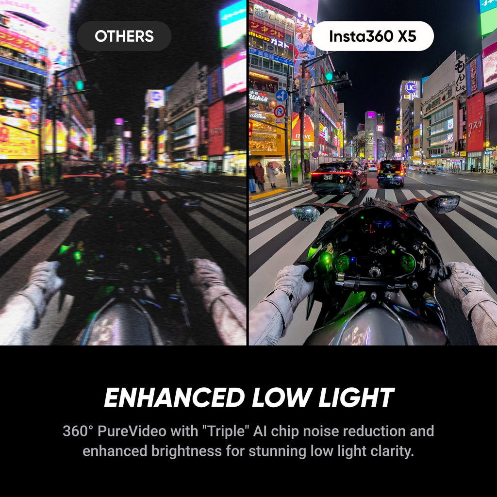 Insta360 X5 - Caméra d'action 360° 8K étanche, excellente performance en basse lumière, effet perche à selfie invisible, objectif remplaçable robuste, autonomie de 3 heures