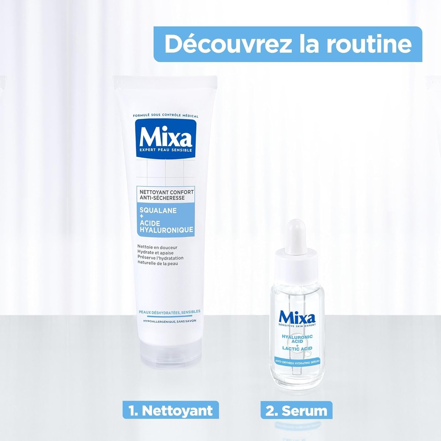 Mixa Comfort Nettoyant Anti-Sécheresse au Squalane et à l'Acide Hyaluronique, 150 ml