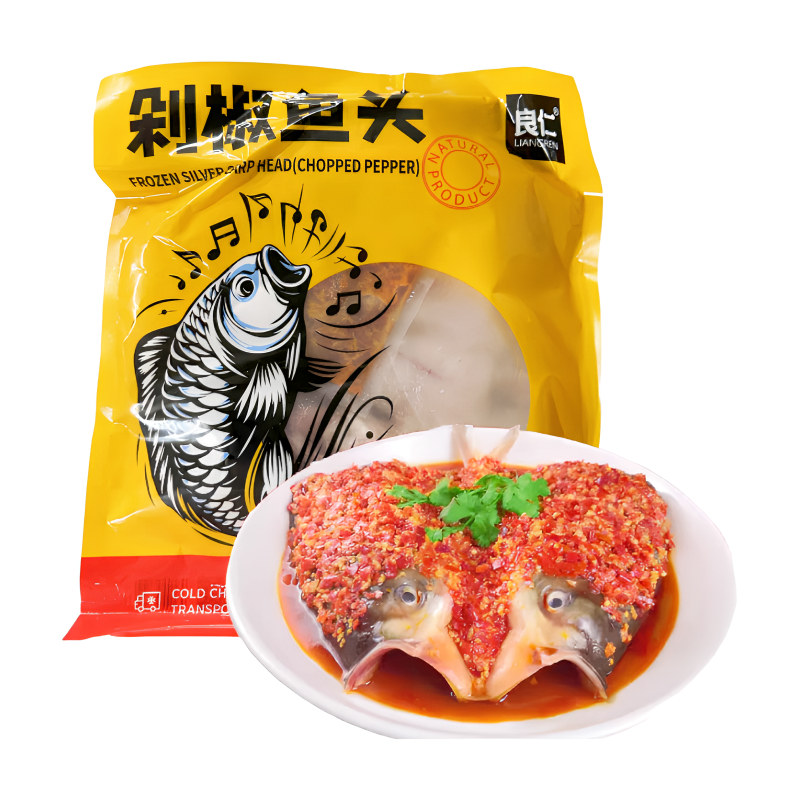 Tête de Carpe Argentée Liangren Surgelée (Piment Rouge Haché) 600g