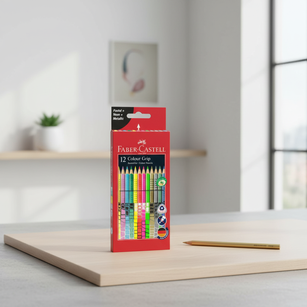 Faber-Castell Colour Grip Lot de 12 crayons de couleurs - Pastel, néon et métallique