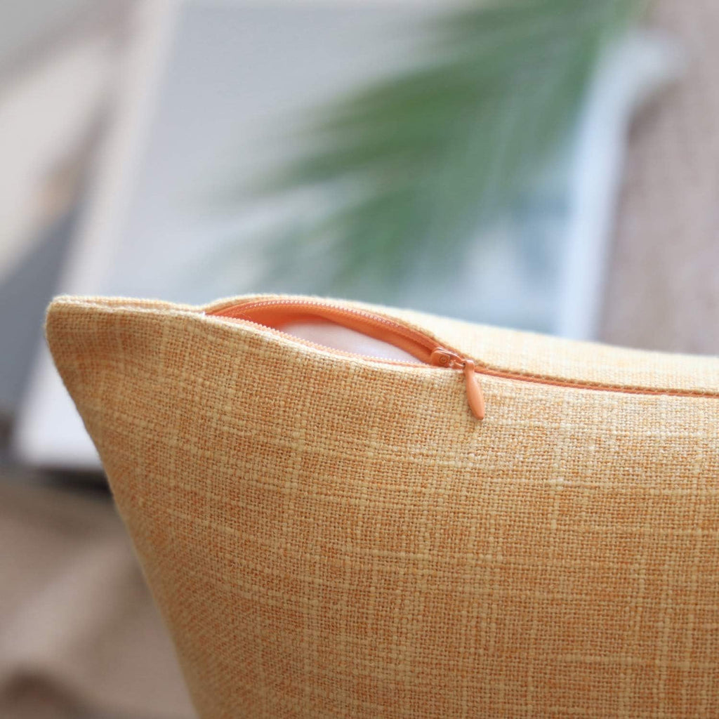 PHANTOSCOPE Housse de Coussin Texturée Série Imitation Lin Décorative Housses de Coussin pour Décoration d'Intérieur Canapé Lot de 2, Jaune 20 x 20 Pouces 50 x 50 cm