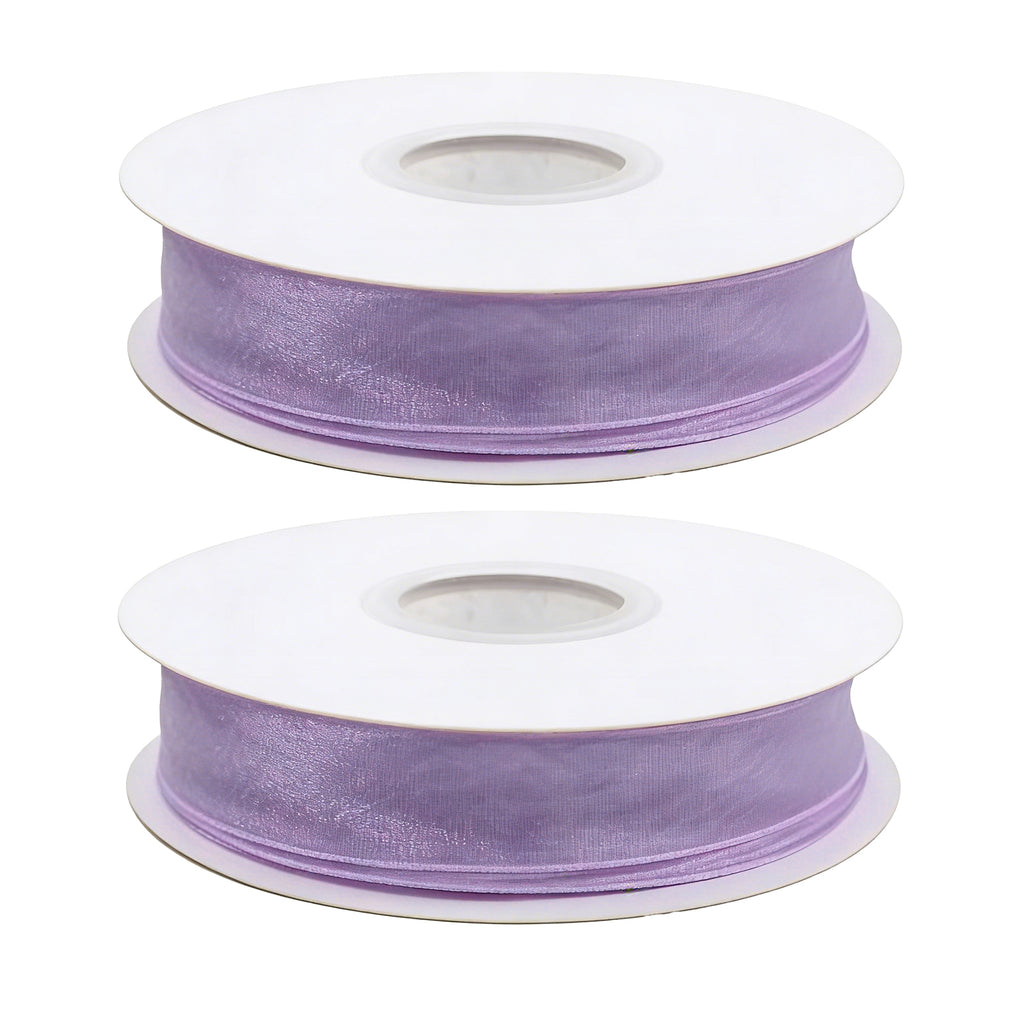 JU7CER Lot de 2 Pièces Princesse Neige Set de Rubans Queue de Poisson en Tulle 2,5 cm x 18 m Style Noeud Tulle Ondulé Ruban en Soie Unie Matériau d'Emballage Floral Ruban